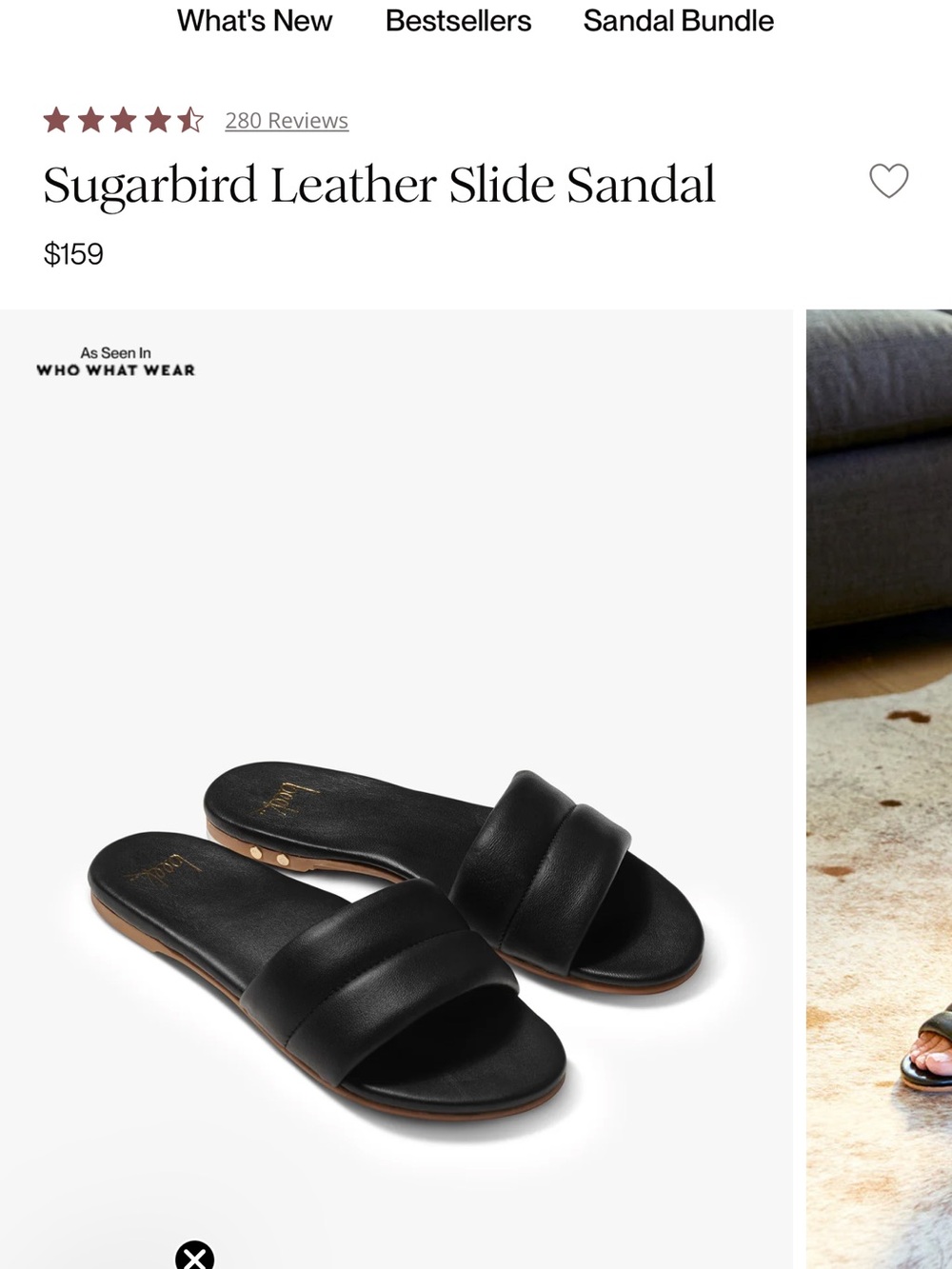 Sugar Black Padded Double-Strap Slide Sandal
